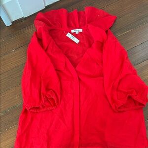 Madewell Red Ruffle Blouse